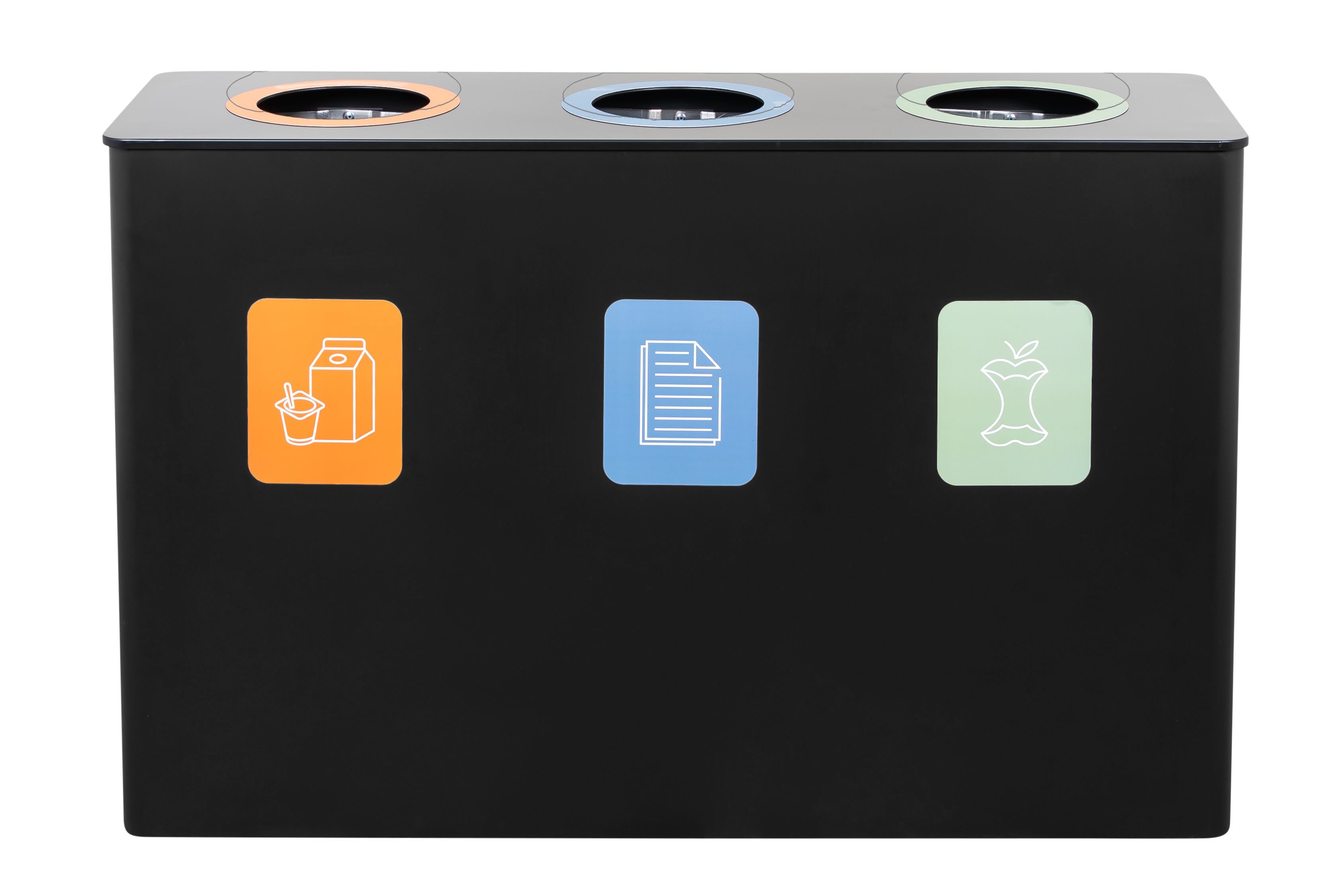Ergofy waste separation bin, 3 x 60L, black